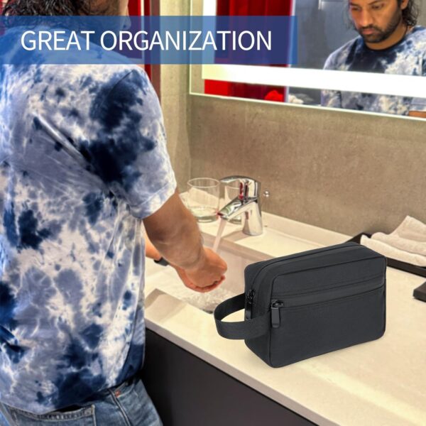 XQXA Toiletry Bag for Men, Hanging Dopp Kit Travel Bag for Men Women, Mens Travel Bag Shaving Bag for Toiletries Accessories (Black) - Image 5