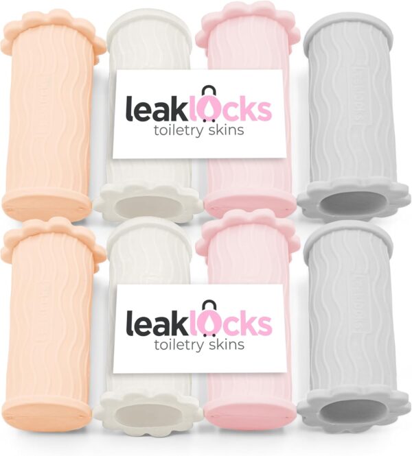 LeakLocks® Toiletry Skins™ Elastic Sleeve for Leak Proofing Travel Container in Luggage. For Standard and Travel Sized Toiletries. Reusable Accessory for Travel Bag Suitcase and Carry-on Luggage - Image 2