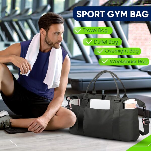 Travel Duffle Bag, Weekender Travel Bag Men Small Gym Bag for Women, Hospital Bag for Labor and Delivery, Overnight Bag Luggage Bag with Trolley Sleeve, Airplane Travel Essentials for Flying(Black) - Image 5