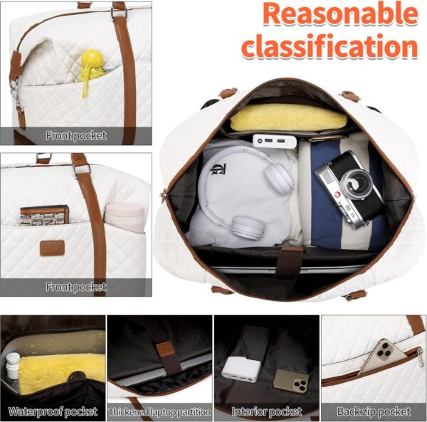 Weekender Bag, Large Travel Duffel Bag for Women, Carry on Overnight Bag with Shoe Compartment and Toiletry Bags - Image 3