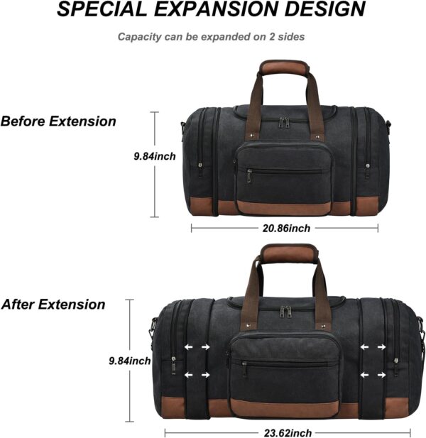 Litvyak Duffle Bag for Travel, Canvas Travel Duffel Bags Overnight Weekend Gym Carry On Luggage Bag for Men & Women(Black) - Image 4