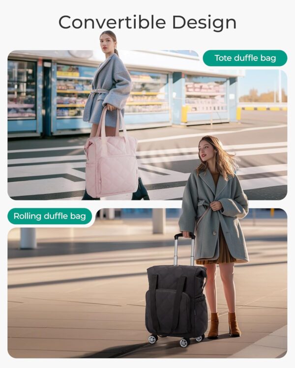 BAGSMART Rolling Duffel Bags for Women, 35L Weekender Bags for Women - Image 4