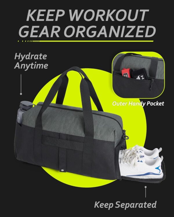 BAGSMART Gym Bags for Men Women, Foldable Travel Duffle Bag, Lightweight Weekender Duffel Bag With Shoe Compartment, Water Resistant Workout Duffle Sports Bag for Travel Yoga, Black - Image 4
