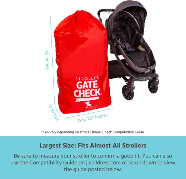 J.L. Childress Gate Check Bag for Single & Double Strollers - Stroller Bag for Airplane - Large Stroller Travel Bag for Airplane - Air Travel Stroller Bag - Image 3