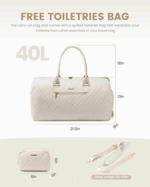 LOVEVOOK Travel Duffle Bag, Weekender Bag for Women with Toiletry Bag, Carry on Overnight Bag with Shoe Compartment, Gym Duffel Bag with Wet Pocket, Mommy Hospital Bags for Labor and Delivery - Image 3