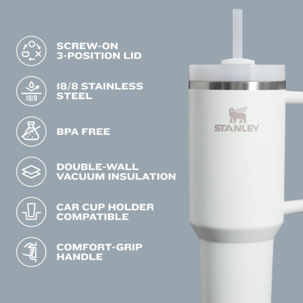 Stanley Quencher H2.0 Tumbler with Handle and Straw 30 oz | Flowstate 3-Position Lid | Cup Holder Compatible for Travel | Insulated Stainless Steel Cup | BPA-Free | Azure - Image 4