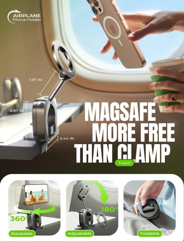 LISEN Airplane Phone Holder Travel Essentials for Women Long Flight Essentials Must Haves Handsfree for MagSafe Phone Stand Beach Vacation Cruise Essentials 2025 iPhone Stand for Video Recording - Image 2