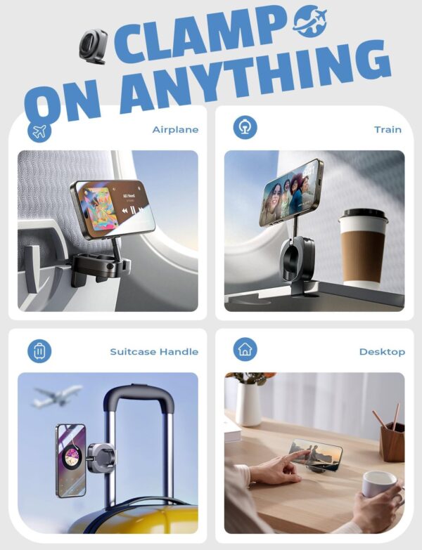 LISEN Airplane Phone Holder Travel Essentials for Women Long Flight Essentials Must Haves Handsfree for MagSafe Phone Stand Beach Vacation Cruise Essentials 2025 iPhone Stand for Video Recording - Image 7