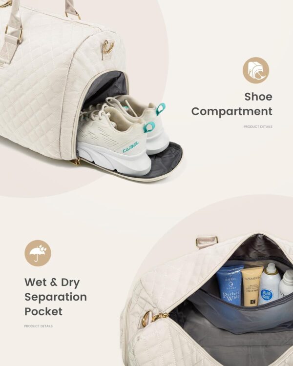 LOVEVOOK Travel Duffle Bag, Weekender Bag for Women with Toiletry Bag, Carry on Overnight Bag with Shoe Compartment, Gym Duffel Bag with Wet Pocket, Mommy Hospital Bags for Labor and Delivery - Image 6