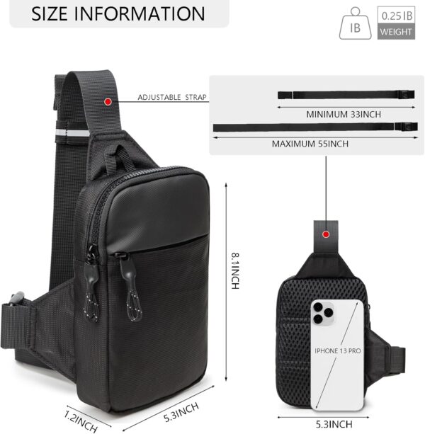 Mini Sling Bag for Men Women, Crossbody Waterproof Trendy Shoulder Cell Phone Chest Bag for Travel Work Gym - Image 3