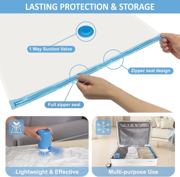12 Pack Travel Vacuum Storage Bags with Portable Electric Pump, Vacuum Seal Space Saver Bags for Clothing, Vacuum Travel Bags for Luggage - Image 6