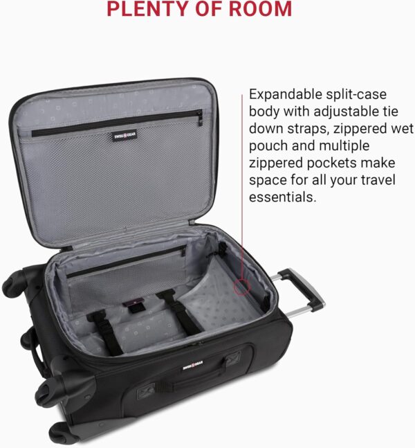 SwissGear Sion Softside Expandable Luggage, Black, Checked-Medium 25-Inch - Image 4