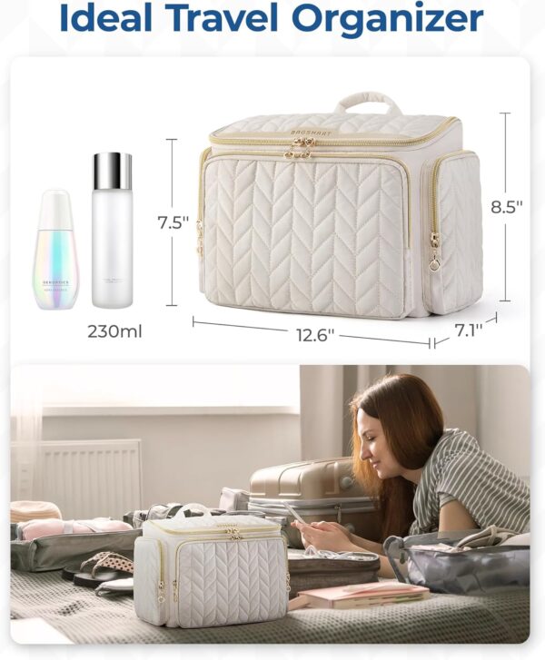 BAGSMART Travel Toiletry Bag, Large Wide-open Travel Bag for Toiletries, Makeup Cosmetic Travel Bag with Handle-Black - Image 5