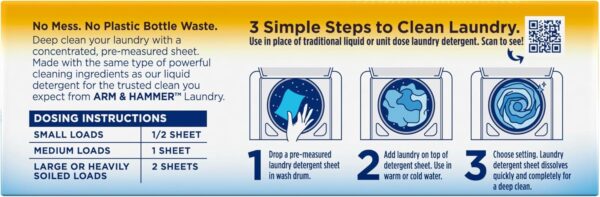 Arm & Hammer Power Sheets Laundry Detergent, Fresh Linen 50ct, up to 100 Small Loads (Packaging may vary) - Image 11