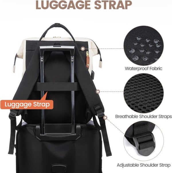 LOVEVOOK Laptop Backpack for Women, 15.6 Inch Work Business Backpacks Purse with USB Port, Large Capacity Nurse Bag College Bookbag for School, Waterproof Casual Daypack for Travel - Image 4