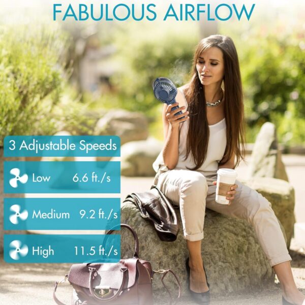PANERGY Handheld Misting Fan, Rechargeable Portable with Mist, Foldable Mini Fan for Women Girl Travel Makeup Outdoor Office - Image 3