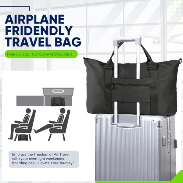 Travel Duffle Bag, Weekender Travel Bag Men Small Gym Bag for Women, Hospital Bag for Labor and Delivery, Overnight Bag Luggage Bag with Trolley Sleeve, Airplane Travel Essentials for Flying(Black) - Image 2