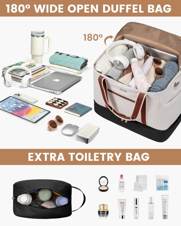 LOVEVOOK Travel Duffle Bags for Women, 45L weekender bags carry on, personal item travel bag with Toiletry, hospital for women labor delivery overnight bag, gym - Image 3