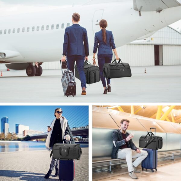 Garment Duffle Bags for Travel, Bukere Convertible Carry on Garment Duffel Bag for Men Women, Shoe Compartment, 2 in 1 Hanging Dress Suitcase Suit Travel Bags, Midnight Grey - Image 7