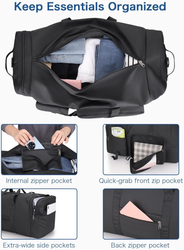 80L Large Duffle Bag for Travel, Urtala 26” Travel Duffle Bag for Men and Women, Foldable Traveling Duffel Bags with Shoes Compartment, Waterproof and Tear Resistant - Image 3