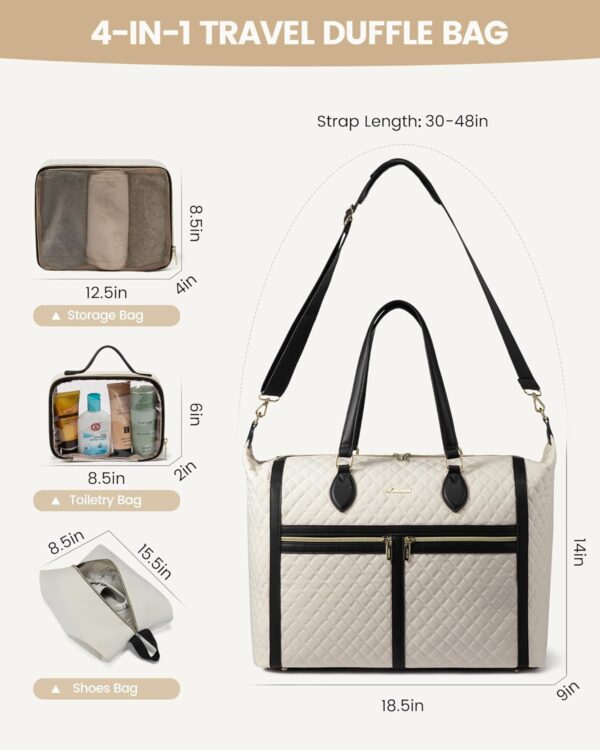 LOVEVOOK Travel Weekender Bags for Women, 4-in-1 Duffle Bag with Shoes Bag, Carry On Overnight Bag with Toiletry Bag & Wet Pocket, Large Travel Tote Bag Hospital Bag for Women Labor Delivery - Image 2