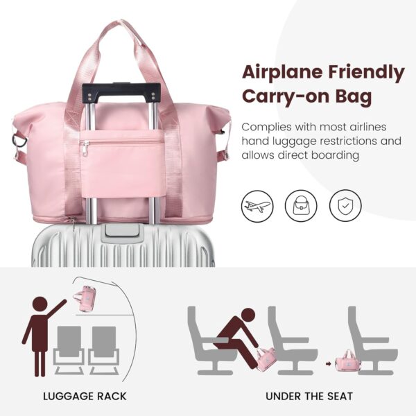 Travel Duffle Bag - Overnight Shoulder Bag for Women, Waterproof Weekender Bag Carry On Tote Bags Tote Gym Bag for Women - Image 8