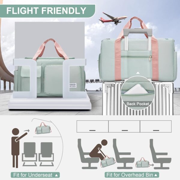 Small Gym Bag for Women, Travel Duffle Bag Carry On Weekender Bag with Shoe Compartment - Image 4