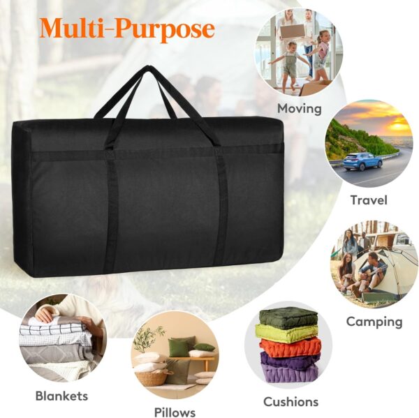 Lifewit 120L Ertra Large Storage Duffle Bag for Traveling, Folable Moving Bags with Zippers and Handles, Heavy Duty Storage Bags Big Totes for Travel, Camping, Storage Bins with Lids for Luggage - Image 6