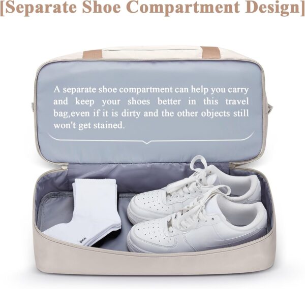 Travel Duffel Bag with Shoes Compartment, Overnight Weekender Bags for Women,Carry on Personal Item Bag - Image 5