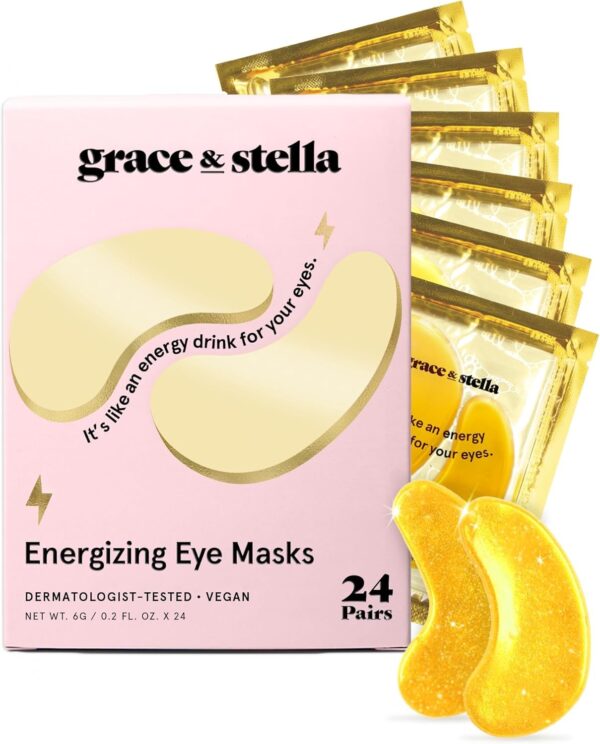 grace & stella Under Eye Mask - Gifts for Women - Reduce Dark Circles, Puffy Eyes, Undereye Bags, Wrinkles - Overnight Gel Under Eye Patches - Bridesmaid Gifts - Vegan Self Care (24 Pairs, Gold) - Image 10