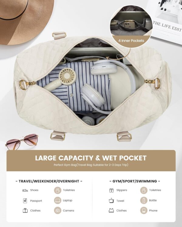 LOVEVOOK Travel Duffle Bag, Weekender Bag for Women with Toiletry Bag, Carry on Overnight Bag with Shoe Compartment, Gym Duffel Bag with Wet Pocket, Mommy Hospital Bags for Labor and Delivery - Image 4