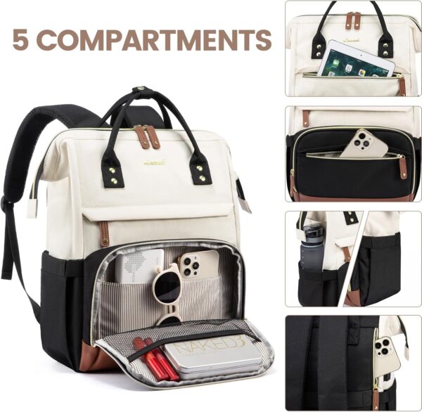 LOVEVOOK Laptop Backpack for Women, 15.6 Inch Work Business Backpacks Purse with USB Port, Large Capacity Nurse Bag College Bookbag for School, Waterproof Casual Daypack for Travel - Image 3