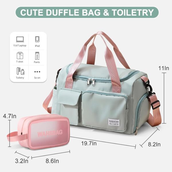 Small Gym Bag for Women, Travel Duffle Bag Carry On Weekender Bag with Shoe Compartment - Image 3