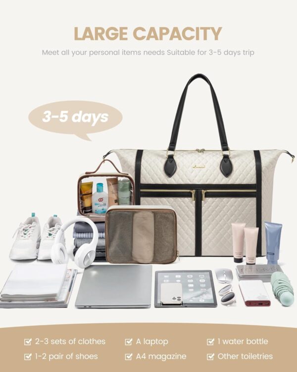 LOVEVOOK Travel Weekender Bags for Women, 4-in-1 Duffle Bag with Shoes Bag, Carry On Overnight Bag with Toiletry Bag & Wet Pocket, Large Travel Tote Bag Hospital Bag for Women Labor Delivery - Image 7