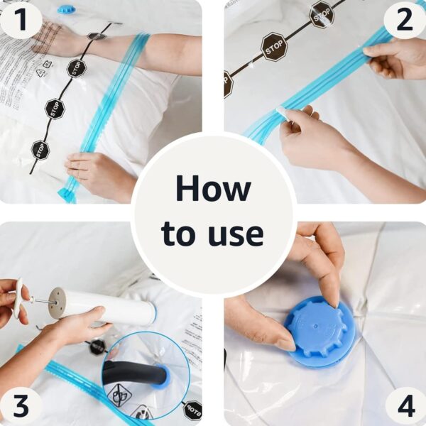 Amazon Basics Vacuum Compression Space Saver Zipper Storage Bags with Hand Pump, for Travel, X-Jumbo - Pack of 4 - Image 4