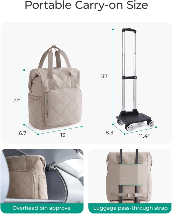 BAGSMART Rolling Duffel Bags for Women, 35L Weekender Bags for Women - Image 3