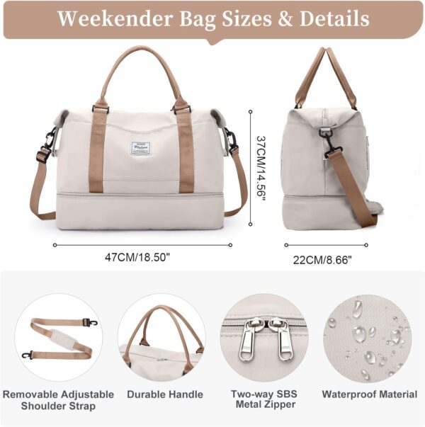 Travel Duffel Bag with Shoes Compartment, Overnight Weekender Bags for Women,Carry on Personal Item Bag - Image 7