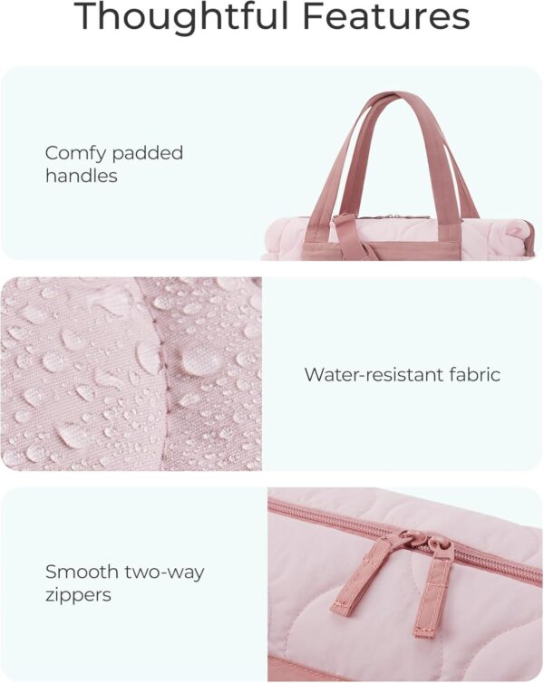 BAGSMART Puffer Duffle Bag for Travel, 33L Weekender Bags for Women, Carry on Bag with Shoe Compartment, Lightweight Travel bag, TSA-Free Overnight Hospital Bag - Image 6