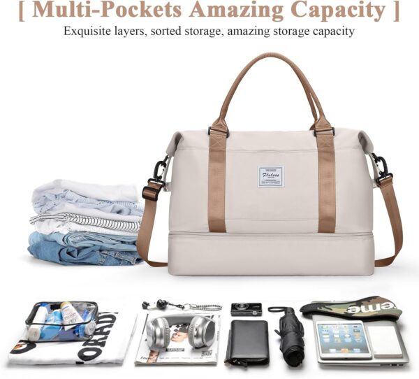 Travel Duffel Bag with Shoes Compartment, Overnight Weekender Bags for Women,Carry on Personal Item Bag - Image 2