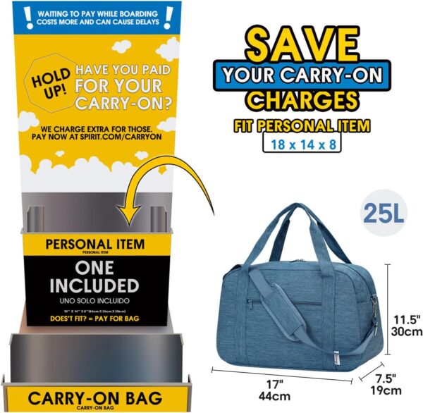 Narwey 18" Carry on Bag Underseat for Airplane with Wet Pocket Spirit Airlines Personal Item Bag Travel Duffel Bag Small Gym Bag Weekender Overnight for Women and Men (Navy Blue) - Image 2