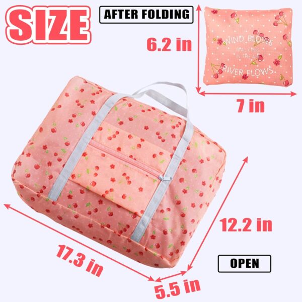 Travel Bag Foldable Luggage Bag Spirit Airlines Personal Item Bag Sports Gym Bag Weekender Overnight Bag Travel Duffel for Women (Pink Cherry) - Image 2