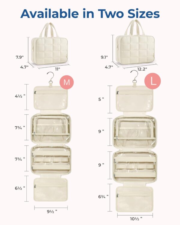 BAGSMART Travel Toiletry Bag with Jewelry Organizer, Hanging Travel Bag for Toiletries, Puffy Makeup Cosmetic Bag Organizer, Carry-on Travel Accessories Essentials, Camel-L - Image 6