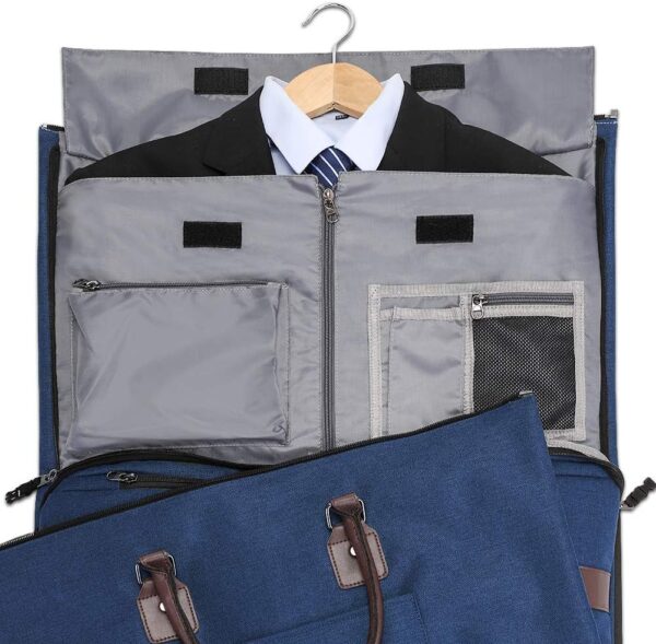 Convertible Garment Bag with Toiletry Bag, Modoker Carry on Garment Duffel Bag for Men Women - 2 in 1 Hanging Suitcase Suit Travel Bags, Blue - Image 3
