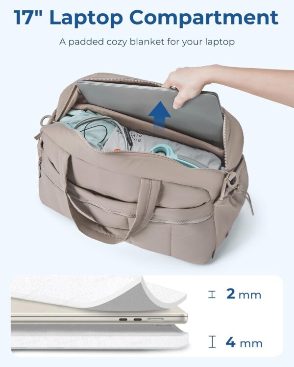 BAGSMART Duffle Bag for Travel, Lightweight Carry on Weekender Duffel with TSA Toiletry Bag, Water Resistant Overnight Travel, Camel - Image 4