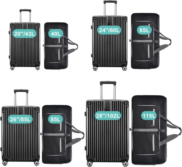 Dimayar 65L Travel Duffle Bag for Men Women - Foldable Duffel Bag with Shoes Compartment - Overnight Bags Waterproof & Tear Resistant(Black) - Image 2