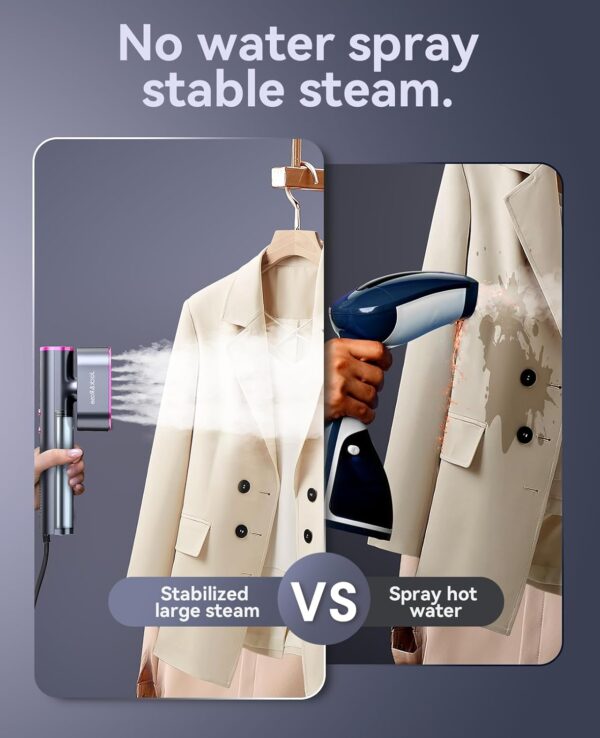 Jack ＆ Rose Travel Steamer for Clothes,110-220V Portable Steamer,15s Heat Up,Steamer ＆ Iron 2 In 1, Travel Size Garment Steamer,Large Ceramic Heat Panel,for Global ＆ Europe Traveling - Image 6