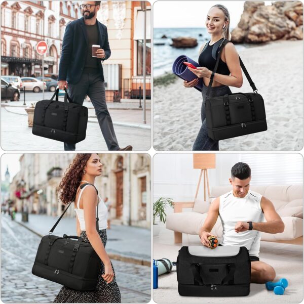 ETRONIK Travel Bag for Men Women, Duffle Bag & Gym Bag with Shoe Compartment, Weekender Overnight Bag with Toiletry Bag, Carry on Bags for Airplane for Travel, Trip, Gym, Yoga, Black - Image 5