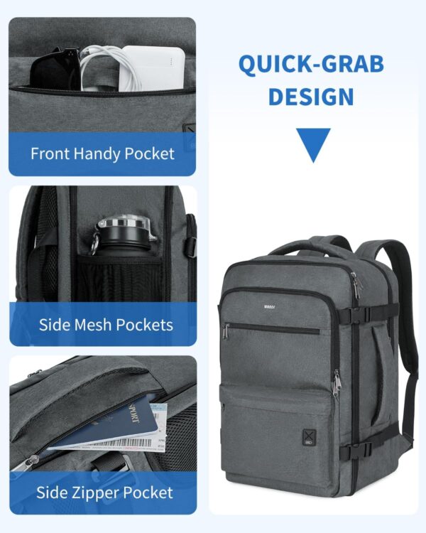WANDF Travel Backpack For Spirit Airlines Personal Item Bag 18x14x8 with Wet Pocket, 17 Inch Laptop Backpack for Men Women（Grey） - Image 4