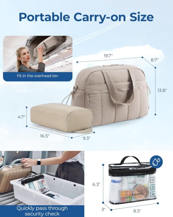 BAGSMART Duffle Bag for Travel, Lightweight Carry on Weekender Duffel with TSA Toiletry Bag, Water Resistant Overnight Travel, Camel - Image 2