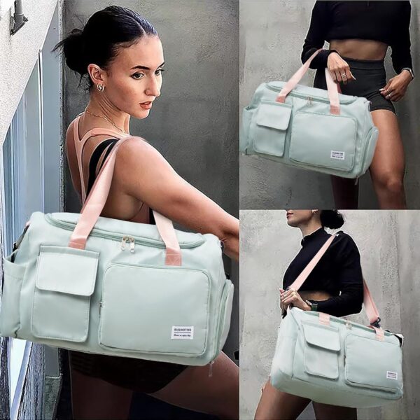 Small Gym Bag for Women, Travel Duffle Bag Carry On Weekender Bag with Shoe Compartment - Image 2